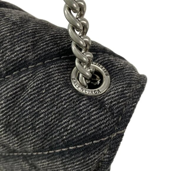 BALENCIAGA CRASH XS Chain Bag Black Dark Brown Denim - Shoulder Bag - Picture 9 of 16